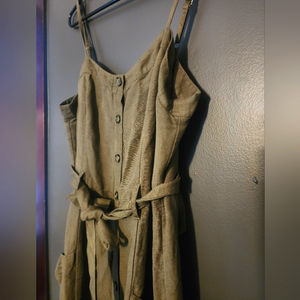 Rails Evie Sleeveless Tie Waste Dress in Deep Olive size Large